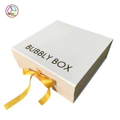 2019 Amazon Hot Custom Luxury Ribbon Closure Style Folding Gift Packaging Box